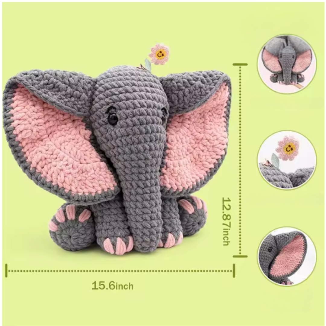 Kit Elefante all'uncinetto, facile da zero