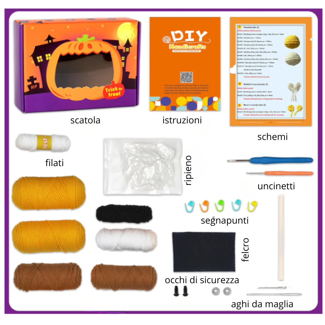 Kit Fai-da-te Zucca di Halloween a Uncinetto
