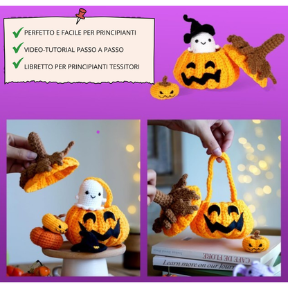 Kit Fai-da-te Zucca di Halloween a Uncinetto
