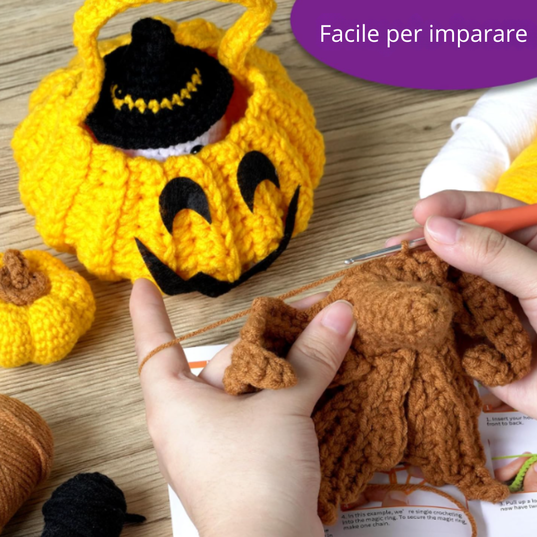 Kit Fai-da-te Zucca di Halloween a Uncinetto